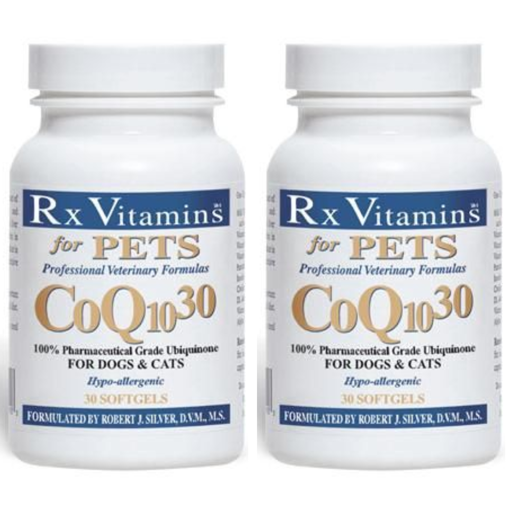 Rx Vitamins For Pets CoQ10 30 Softgels Caps 2 Pack for Dogs & Cats