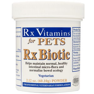 Rx Vitamins For Pets Rx Biotic 2.12 oz Powder, veterinary probiotic for healthy pet digestion.