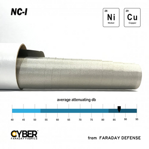 Faraday Cyber NC Fabric EMF RF Shielding Nickel Copper Roll 50" x 1' for radiation blocking.