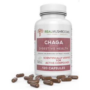 Real Mushrooms Chaga Extract Non-GMO Vegan 120 Caps RM-CHAGA