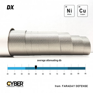 Faraday Cyber DX Diamond EMI Shielding Copper Nickel Rip-Stop Fabric Roll 42"x1' with high RF shielding performance, mid-tier conductive fabric, ideal for various applications.