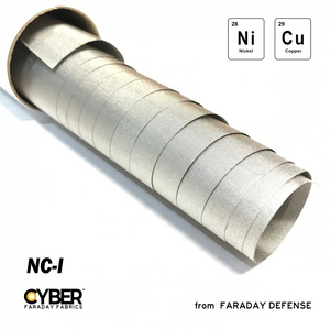 Faraday Cyber NC Fabric EMF RF Shielding Nickel Copper Fabric Roll, 50 inches wide, high performance, flexible, corrosion resistant.