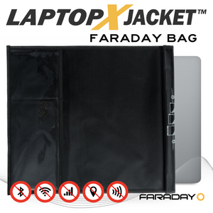 Faraday Jacket XXL - Non-Window Black Canvas Laptop Bag with signal blocking technology, size 14"x16".