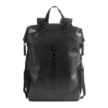 Load image into Gallery viewer, Faraday Dry Bag Backpack Stealth Black with Dual-Clip Closure and Mesh Side Pockets.
