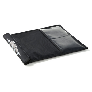 Non-window forensic black canvas tablet bag, Faraday Jacket XL, 7.5"x10", blocking signals for security.