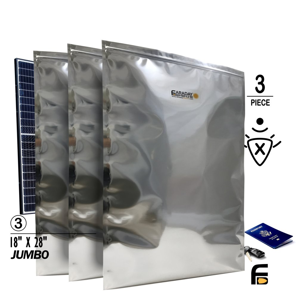 Faraday 3 PC XX-Large NEST-Z 7.0 mil EMP Bags, 18x28 inches, set of three.