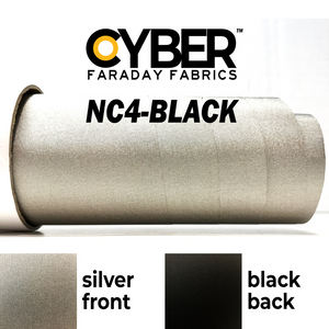 Faraday Cyber NC-BLACK EMF RF shielding fabric roll, black, 50" x 1', nickel/copper material.