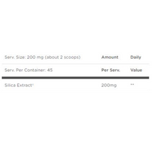 Load image into Gallery viewer, Supplement serving size chart for Quicksilver Scientific IMD Intestinal Metals Detox, showing 200mg per serving, 45 servings, with silica extract.
