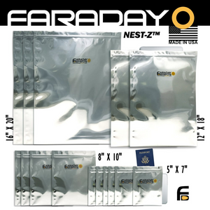 Faraday 15 PC Large-Kit NEST-Z 7.0mil moisture barrier EMP Faraday bags for electronic protection.