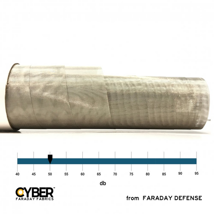 Faraday Cyber Fabric EMF RF Shielding Mesh Roll 50" high performance nickel fabric.