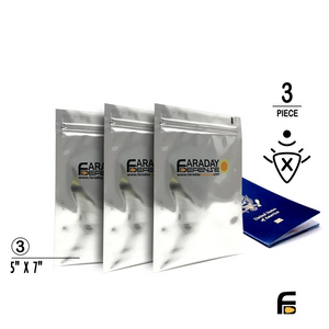 Faraday 3 PC Cell Phone NEST-Z EMP Faraday Bags, 5"x7", protective electronic shielding.