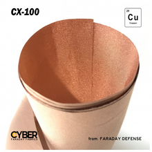 Load image into Gallery viewer, Faraday Cyber CX-100 EMF RF Shielding 100% Copper Plated Fabric Roll, 53&quot; wide, highly conductive, and anti-microbial.
