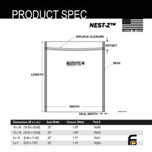 Load image into Gallery viewer, Faraday 20 PC Large-Kit NEST-Z 7.0mil EMP Faraday Bags dimensions and specifications chart.
