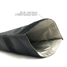 Load image into Gallery viewer, Faraday Jacket XL black canvas tablet bag with 85 dB CYBER fabric for signal blocking.
