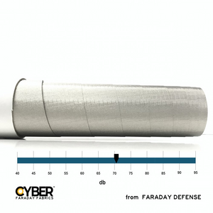 Faraday Cyber NC-RS-A adhesive EMF RF shielding nickel copper fabric roll, 50" x 1', signal blocking material.