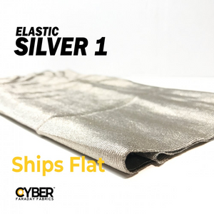 Faraday Cyber ES Fabric EMF RF Shielding Silver Elastic Fabric folded, ships flat.