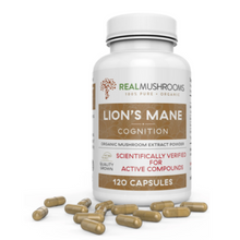 Load image into Gallery viewer, Real Mushrooms Lions Mane Extract 120 Capsules RM-LIONSMANE 3 PACK
