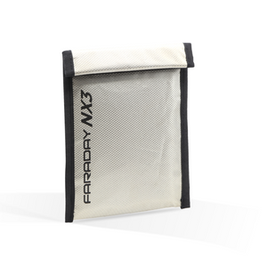 Faraday NX3 KIT 5 PC Mega Kit with Triple-Layer CYBER Fabric Faraday Bag protecting devices from signals.