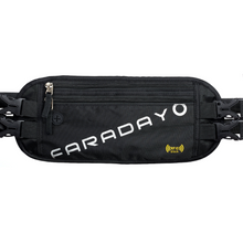 Load image into Gallery viewer, Faraday Waist Pack RFID belt with dual adjustable straps, black nylon, zip pockets, signal blocking design.
