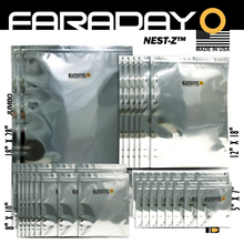 Load image into Gallery viewer, 7 mil moisture barrier Faraday bags kit for EMP protection, includes various sizes, static-safe with aluminum layers.
