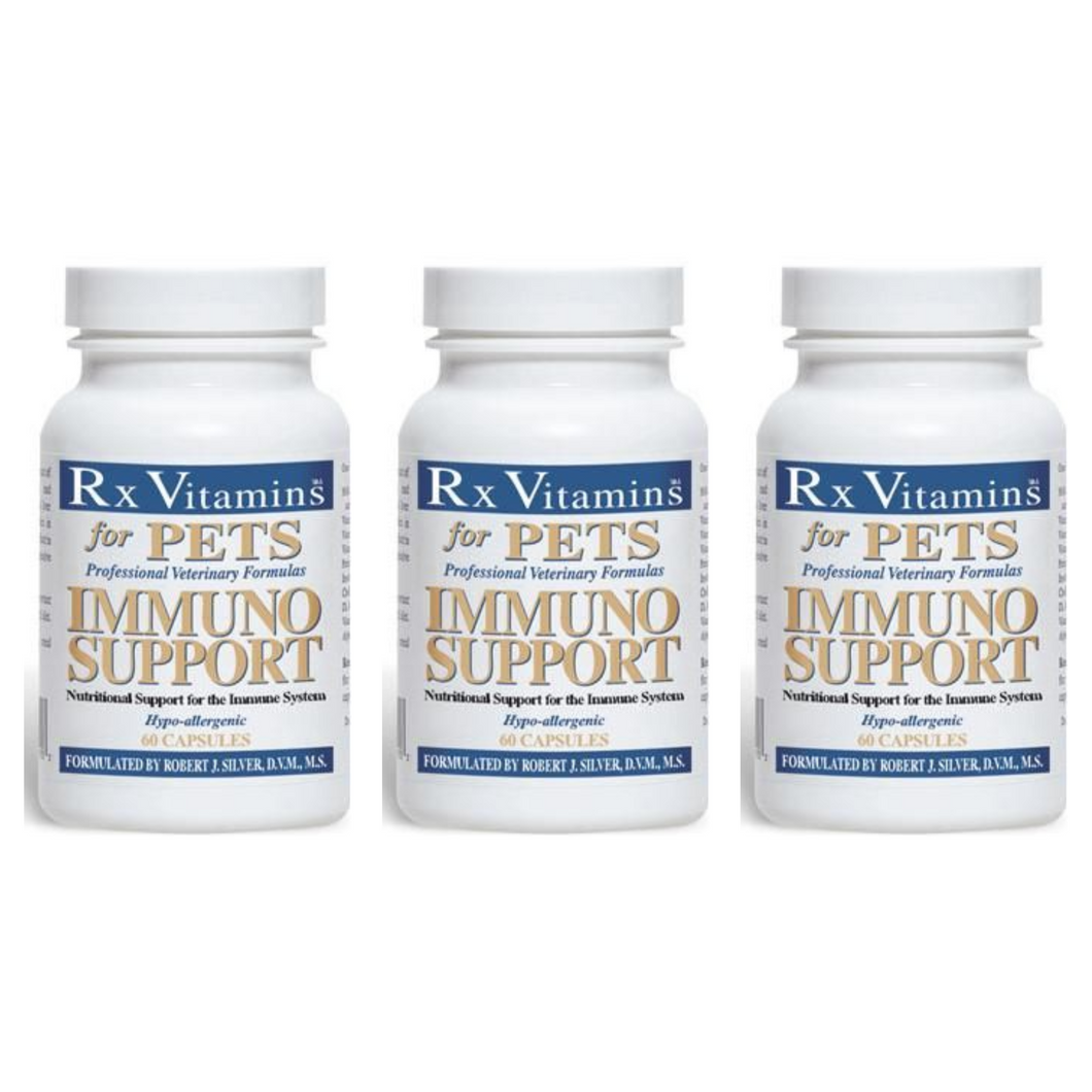 Rx Vitamins for Pets Immuno Support 60 Caps 3 Pack for immune system, bones, muscles, stress, and aging.