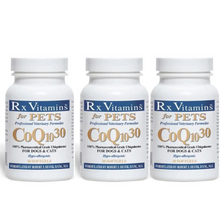 Load image into Gallery viewer, Rx Vitamins For Pets CoQ10 30 Softgels Caps Veterinary Ubiquinone COQ79 3 PACK for dogs and cats, ensuring maximum bioavailability and stability.
