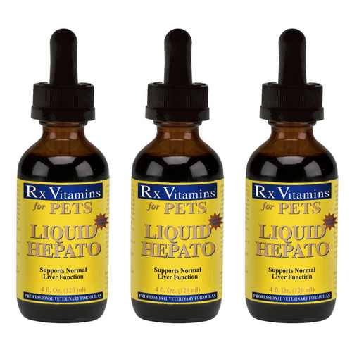 Rx Vitamins Liquid Hepato pet liver support supplement 3 pack, 4 oz bottles.