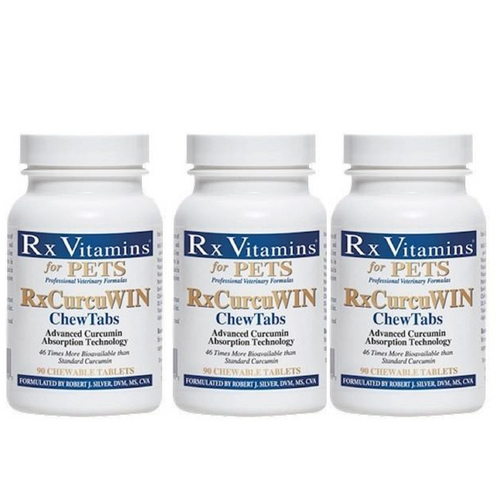 Rx Vitamins CurcuWIN for Pets, 3 pack, 90 chewable tablets for dogs and cats.