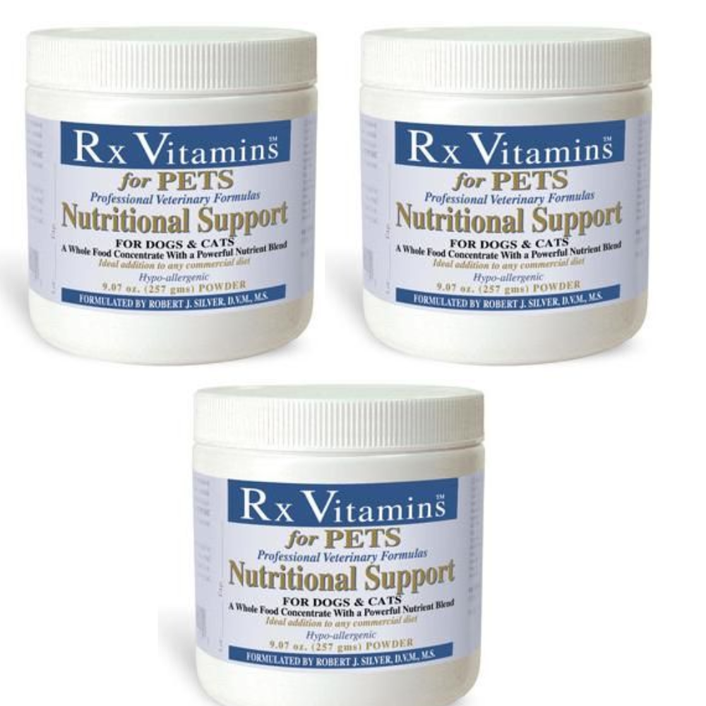 Rx Vitamins For Pets Nutritional Support Dog and Cat Supplement, 3 pack, 9.07 oz containers.