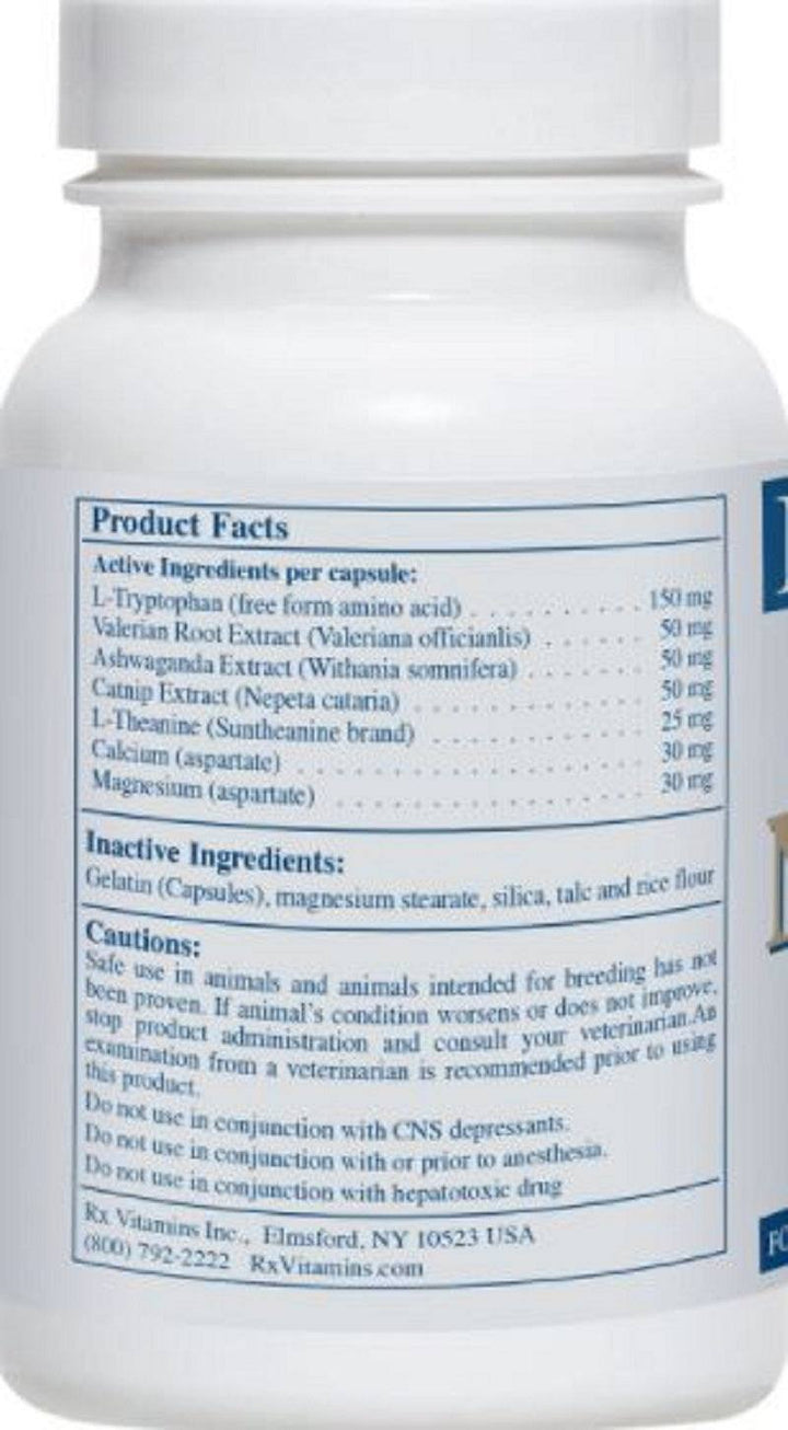 Vitaminas Rx para Mascotas NutriCalm 50 Cápsulas Fórmula para el Alivio del Estrés en Perros