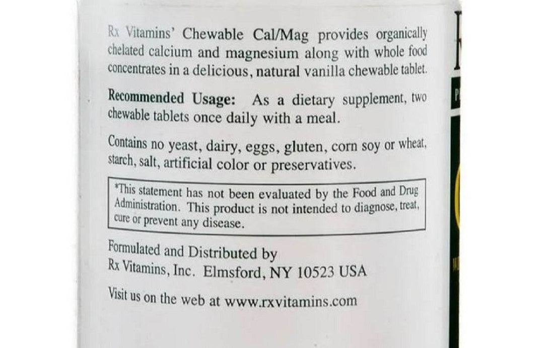 Vitaminas Rx Cal Mag masticables 90 comprimidos para la salud ósea