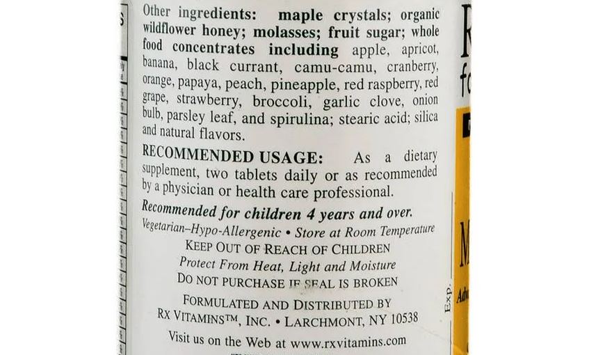 Multivitamínico infantil Rx Vitamins, 90 comprimidos masticables con sabor a uva para niños
