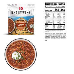 ReadyWise High Plateau Veggie Chili Soup 2.5 Servings 3 Oz 12 PACK