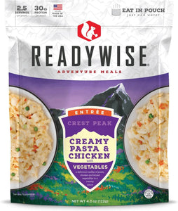 ReadyWise 2.5 Servings Crest Peak Creamy Pasta Chicken 4.3 Oz 10 PACK