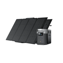 Load image into Gallery viewer, EcoFlow DELTA Max 2000 Power Station with three 160W solar panels, portable solar generator.
