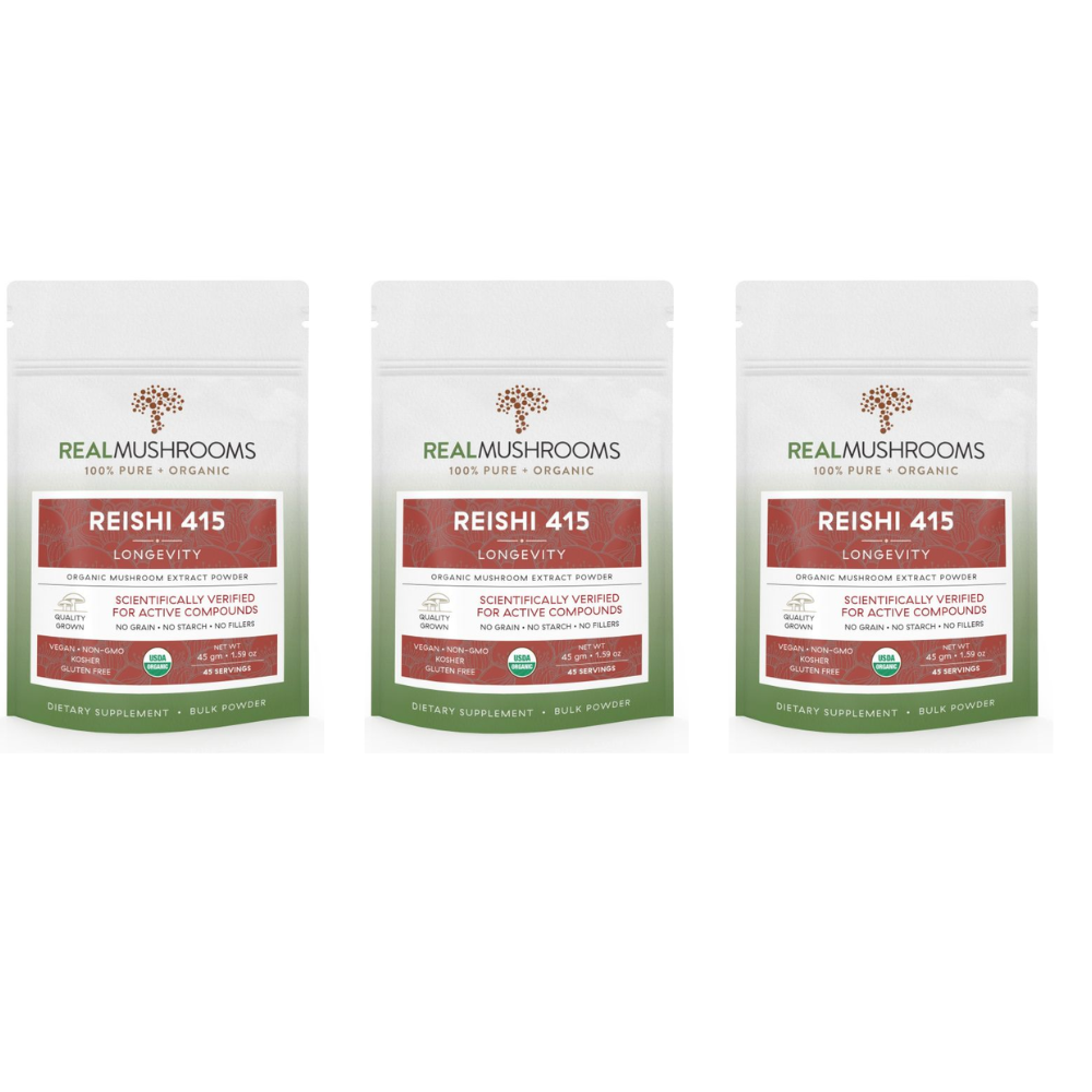 Real Mushrooms Reishi Mushroom Extract Bulk Powder RM-REISHIPWD 45 Grams 3 PACK