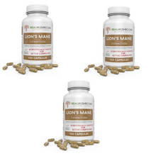 Load image into Gallery viewer, Real Mushrooms Lions Mane Extract 120 Capsules RM-LIONSMANE 3 PACK
