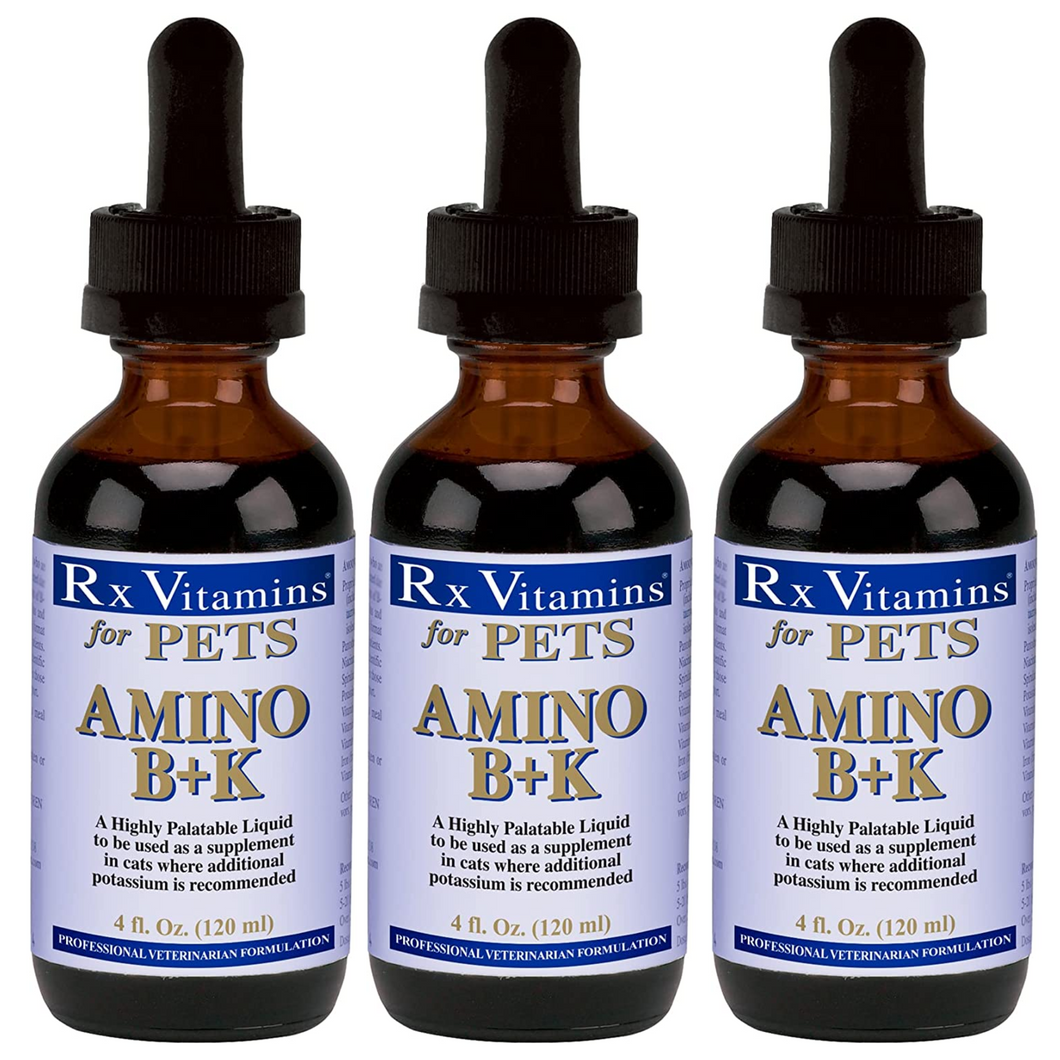 Rx Vitamins Amino B+K Supplement for Cats, 4 Oz, Hypoallergenic, 3 Pack