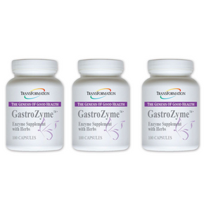 Transformation Enzymes GastroZyme Relief Gastrointestinal supplement 3-pack, 100 capsules each.