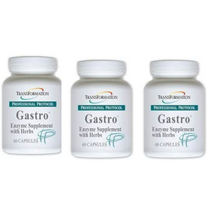 Transformation Enzymes Gastro Support 60 Caps, 3 Pack, for heartburn relief.