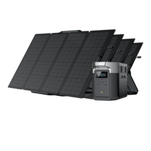 Load image into Gallery viewer, EcoFlow DELTA Max 2000 Power Station with 160W solar panels set up for charging.
