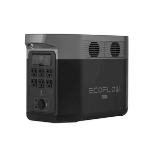 EcoFlow DELTA Max 2000 Power Station with two 220W solar panels for rapid dual charging and home emergency backup.