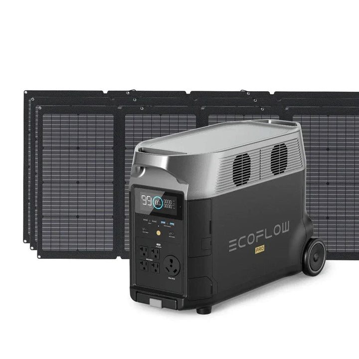 EcoFlow DELTA Pro 3600W generator with three 220W solar panels.