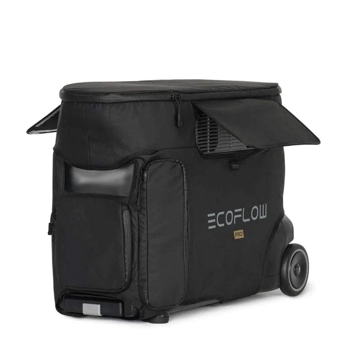 EcoFlow DELTA Pro waterproof bag, black, protects from water and debris, lightweight and durable design.