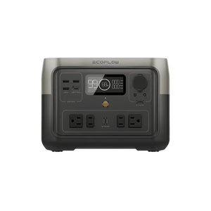 EcoFlow RIVER 2 Max Portable Power Station, lightweight and reliable, multiple charging options, front panel view.