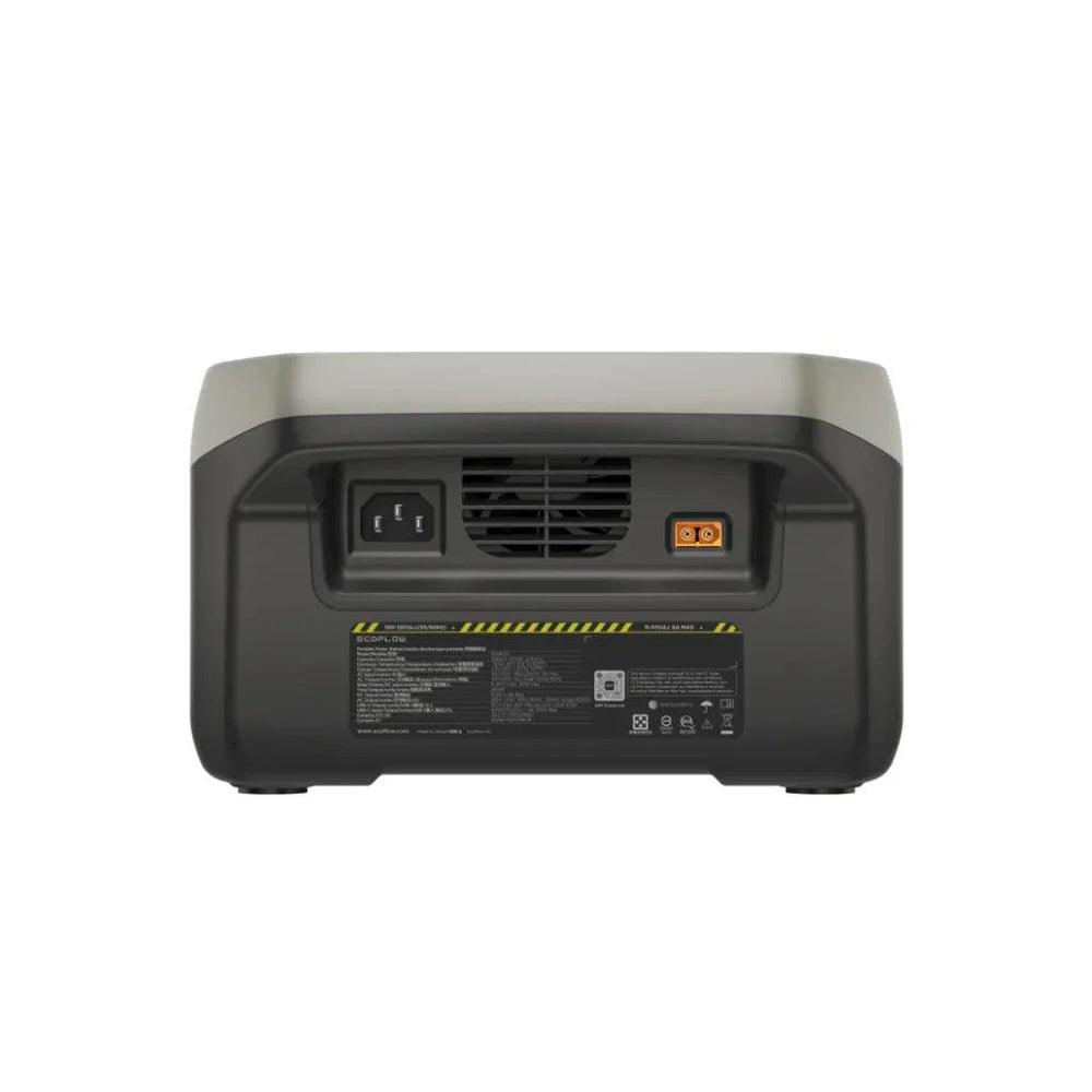 EcoFlow RIVER 2 Portable Power Station rear view with AC input and output ports.