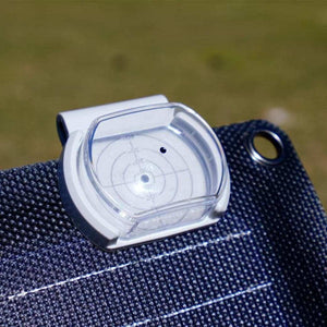 EcoFlow Solar Angle Guide clipped to solar panel for optimal sun exposure.