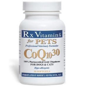 Rx Vitamins For Pets CoQ10 30 Softgels Caps bottle for dogs and cats, veterinary ubiquinone, 2 pack.