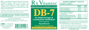 Rx Vitamins DB-7 60 Caps For Balance Sugar & Carbohydrate Metabolism 1400