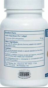 Rx Vitamins For Pets CoQ10 30 Softgels Caps Veterinary Ubiquinone COQ79 2 PACK bottle label showing product facts and ingredients.